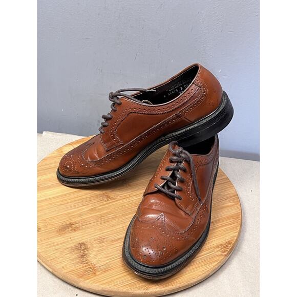 VTG LB Sheppard Longwing Blucher Hanover Shoes Mens 8 EEE Brown Leather derby - Picture 1 of 9